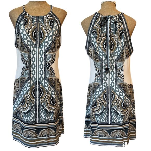 Hale Bob Women's Halter Neck Tie Jersey Knit Dress Adjustable Neck Sz Large EUC - Picture 1 of 15